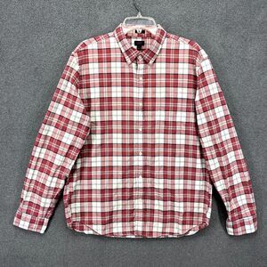 J Crew Shirt Men Extra Large‎ XL Red White Plaid Button Down Slim Oxford western